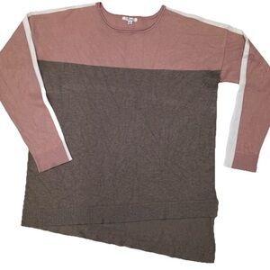89th & Madison Color Block Knit Sweater Pink Brown Size XL